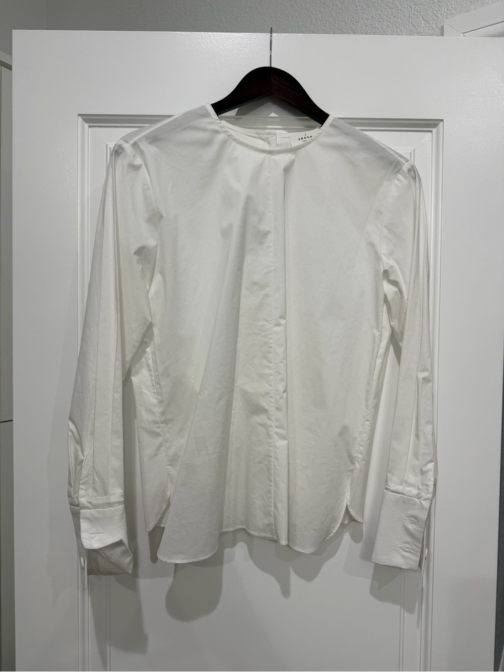 Classic White Long-Sleeve Round-Neck Blouse - Women